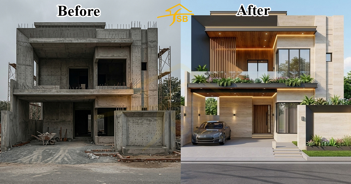 Double Story 8 Marla House Front Design